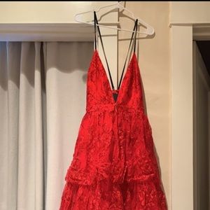 Red, open back, sexy dress